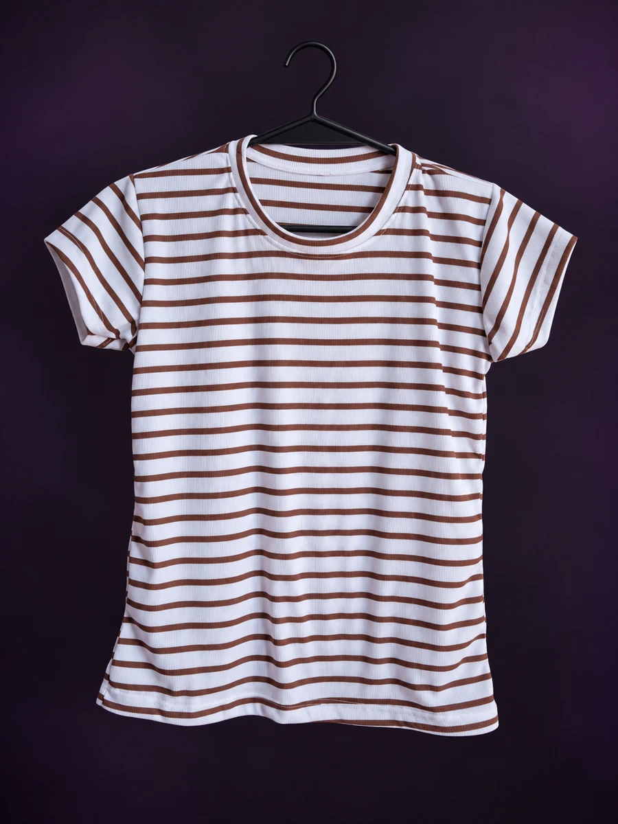 Remera Morley blanca con rayas marrones