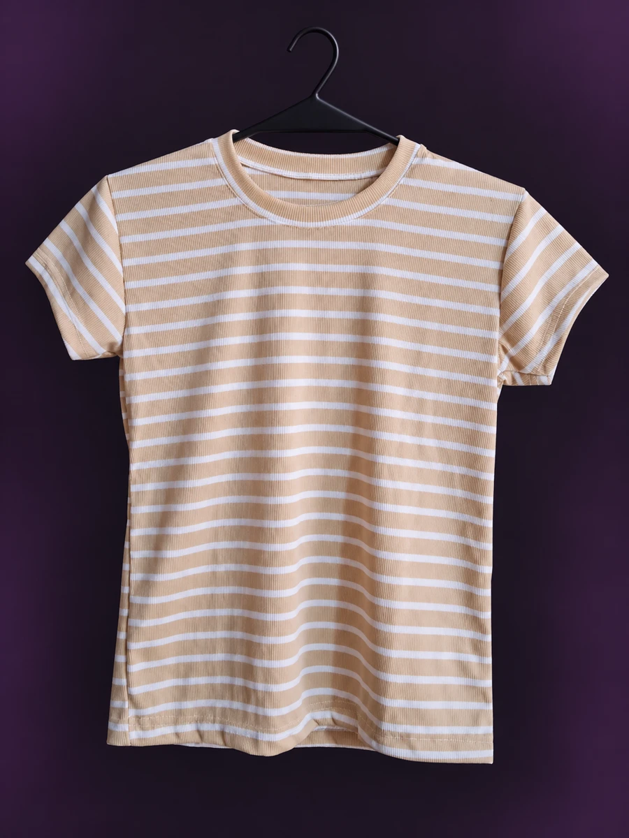 Remera Morley beige con rayas blancas