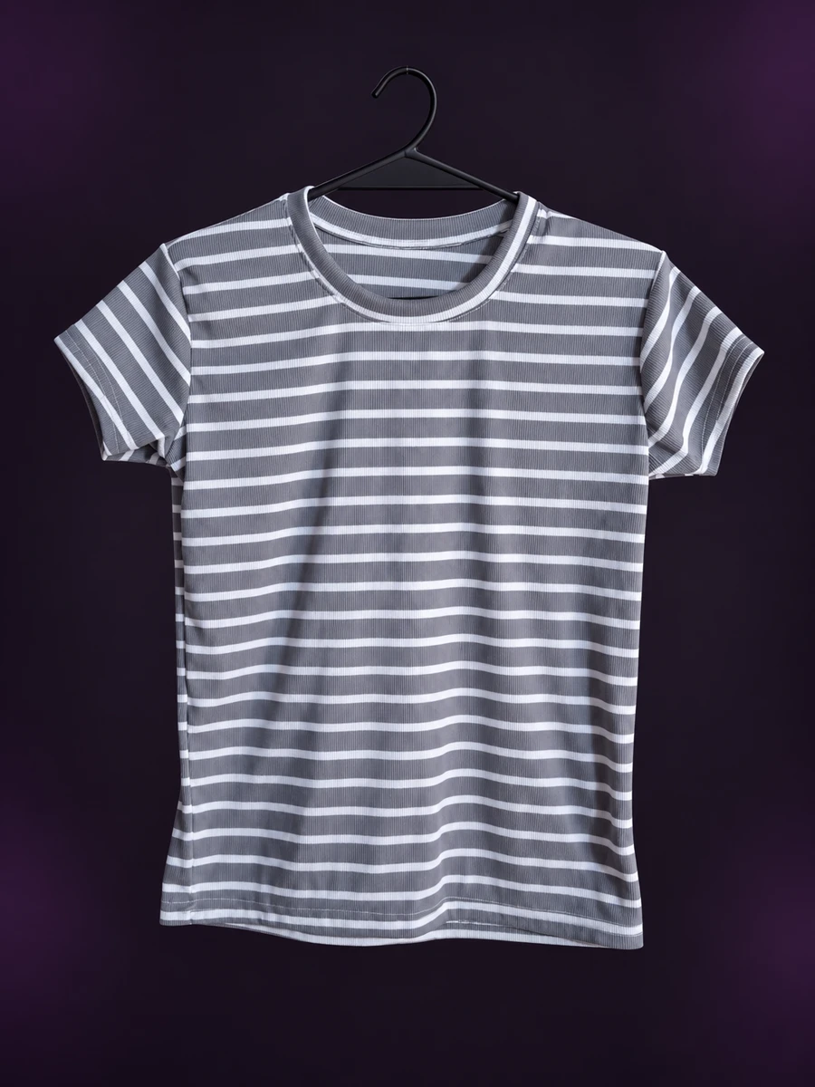 Remera Morley gris con rayas blancas
